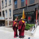 Two Tibetan Buddhist teachers outside of Shantideva Center
